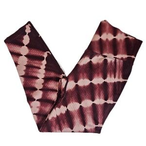 PINK Victorias Secret Active Leggings Womens Medium Red TieDye Ribbed Yoga Pants